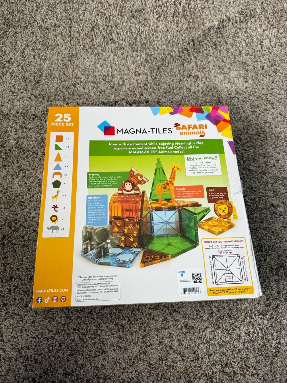 New in Box MAGNA-TILES Safari Animals 25-Piece Magnetic Construction Set - Picture 2 of 3
